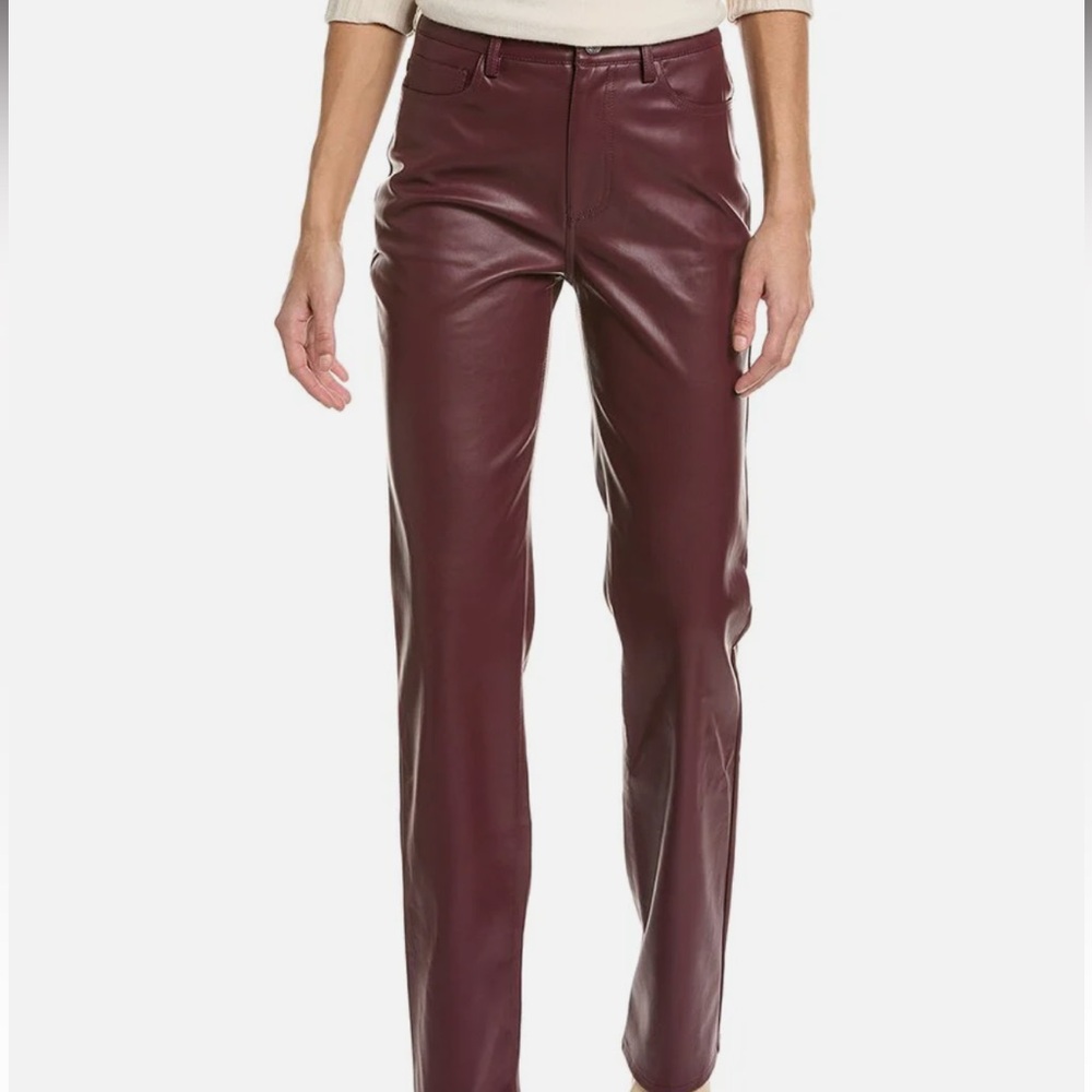 Staud Size 0 Burgundy Plum Chisel Vegan Leather Pants NWT